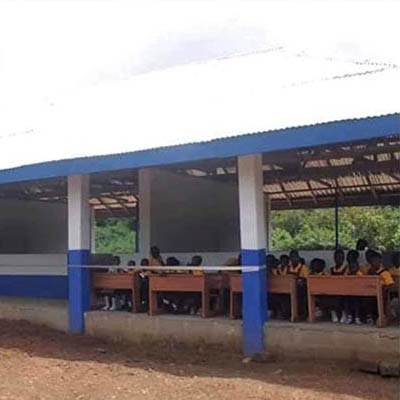 Newly constructed school building serving the Obeng-Mim community