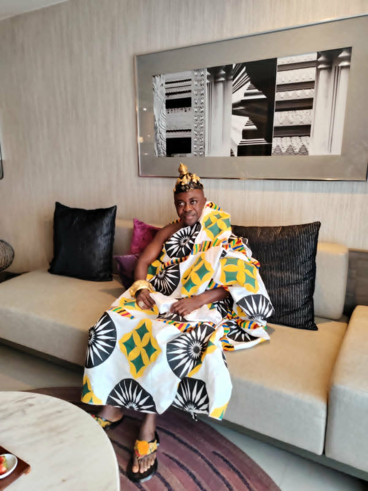 HRH Oheneba Nana Kwame Obeng II in ceremonial regalia